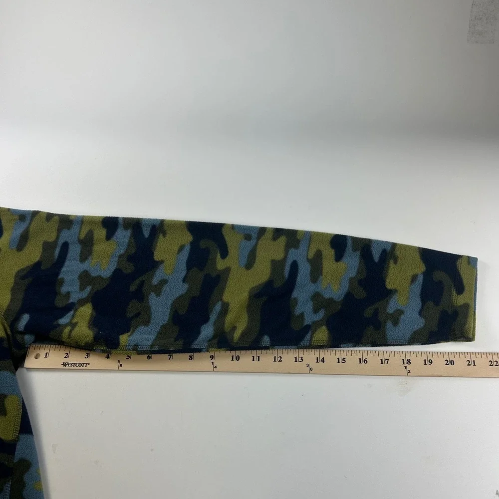 Eddie Bauer Men's Tall L First Ascent Camo Fleece 1/4 Zip Pullover Blue Green